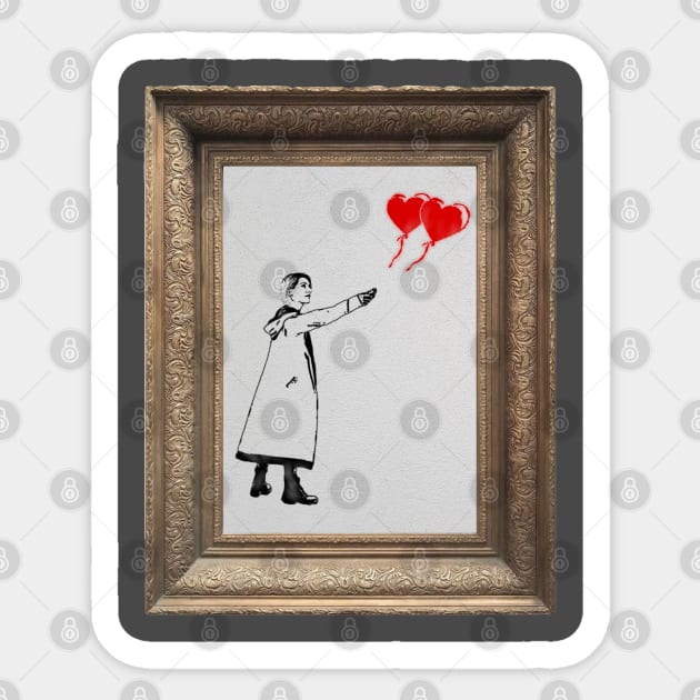 Doctor Who Balloon Girl (Banksy mashup - Framed version) Sticker by UselessRob